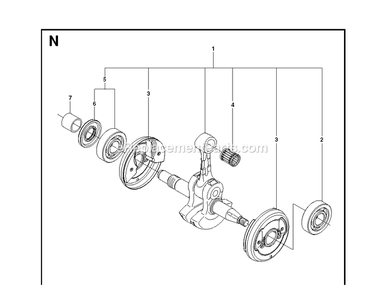 Crankshaft Diagram and Parts List for GZ7000 000001 AND UP RedMax Chainsaw