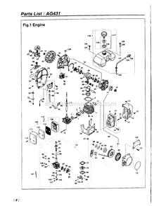 Engine Diagram and Parts List for AG431 000001 AND UP RedMax Auger