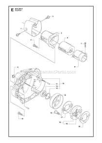 Clutch Diagram and Parts List for BCZ350S  RedMax Brush Cutter
