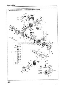 Engine Diagram and Parts List for CHT2300B 660001 - 966858 RedMax Hedge Trimmer