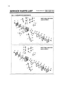 Carburetor Diagram and Parts List for EB441 306001 - 410000 RedMax Leaf Blower / Vacuum