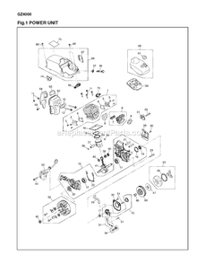 Cylinder Diagram and Parts List for GZ4000 720401 - 60322500 RedMax Chainsaw