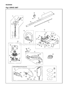 Drive Diagram and Parts List for BCZ3050S 91000101 AND UP RedMax Edger