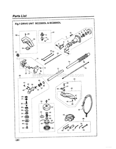 Drive Diagram and Parts List for BC2300DL 990639 AND UP RedMax Edger