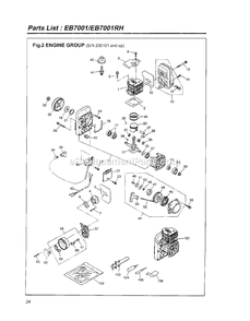 Engine Diagram and Parts List for EB7001RH 200101 - 40100100 RedMax Leaf Blower / Vacuum