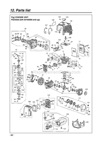 Engine Diagram and Parts List for PSZ2500 50100000 AND UP RedMax Pole Saw