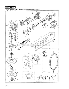 Drive Diagram and Parts List for SGC2300DL 500001 AND UP RedMax Edger