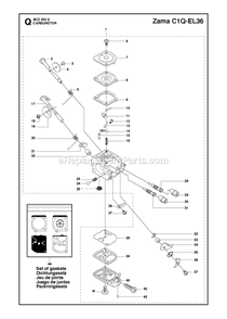 Carburetor Diagram and Parts List for BCZ350S  RedMax Brush Cutter