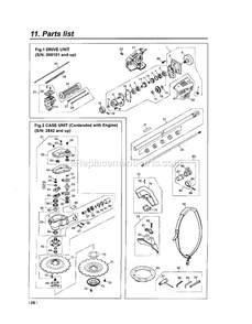 Drive Diagram and Parts List for SGCZ2500S 2842 - 305578 RedMax Edger