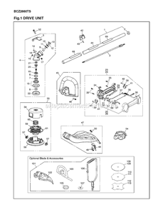 Drive Diagram and Parts List for BCZ2660TS (00400101 AND UP)(2014-04) RedMax Edger