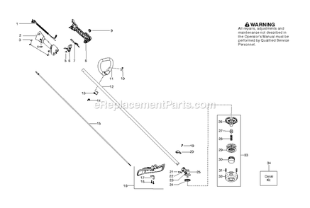 Shaft And Handle Diagram and Parts List for BC280 000001 AND UP RedMax Edger