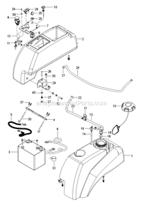Ignition System Diagram and Parts List for CZT52 (967671301-00)(2017-09) RedMax Lawn Tractor