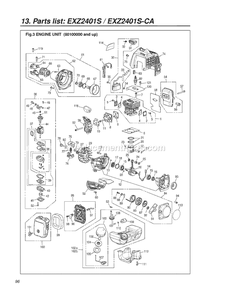 Engine Diagram and Parts List for EXZ2401SHECA 60100000 AND UP RedMax Edger