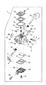 Carburetor Diagram and Parts List for GZ4000 720401 - 60322500 RedMax Chainsaw