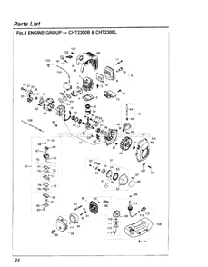 Engine Diagram and Parts List for CHT2300B 972833 AND UP RedMax Hedge Trimmer