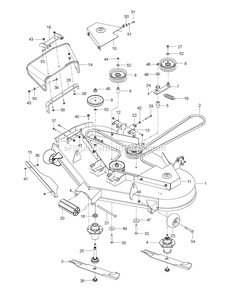 Mower Deck / Cutting Deck Diagram and Parts List for CZT52 (967671301-00)(2017-09) RedMax Lawn Tractor