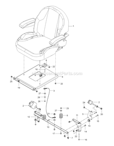 Seat Diagram and Parts List for CZT52 (967671301-00)(2017-09) RedMax Lawn Tractor