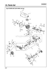 Engine 1 Diagram and Parts List for G3200EZ 400001 AND UP RedMax Chainsaw