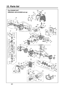 Engine Diagram and Parts List for RMSZ2500 50100000 AND UP RedMax Leaf Blower / Vacuum