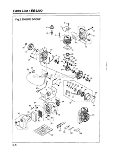 Engine Diagram and Parts List for EB4300 700001 AND UP RedMax Leaf Blower / Vacuum