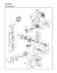 Engine Diagram and Parts List for SGCZ2460S (00100101 AND UP)(2012-08) RedMax Edger