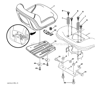 Seat Diagram and Parts List for YT1842 (96041044800)(2019-09) RedMax Lawn Tractor