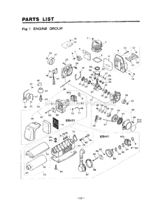 Engine Diagram and Parts List for EB441 410001 - 599999 RedMax Leaf Blower / Vacuum