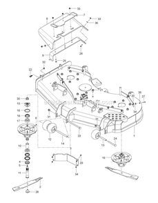 Mower Deck / Cutting Deck Diagram and Parts List for CZT54X (967671701-00)(2017-09) RedMax Lawn Tractor