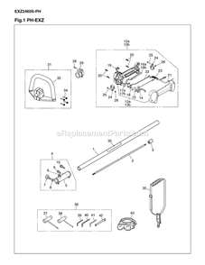 Shaft And Handle Diagram and Parts List for EXZ2460SPH 00800101 AND UP RedMax Edger