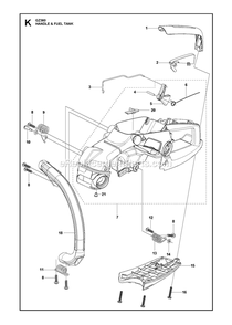 Handle Diagram and Parts List for GZ360  RedMax Chainsaw