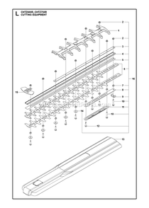 Cutting Equipment Diagram and Parts List for CHTZ600R,CHTZ750R  RedMax Hedge Trimmer