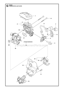 Carburetor And Air Filter Diagram and Parts List for GZ5000  RedMax Chainsaw
