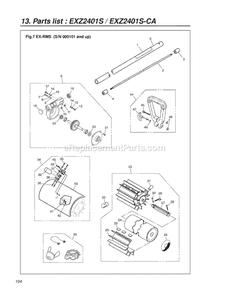 Attachments Diagram and Parts List for EXZ2401SRMSCA 60100000 AND UP RedMax Edger