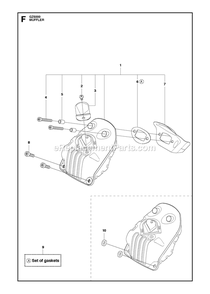 Muffler Diagram and Parts List for GZ5000  RedMax Chainsaw