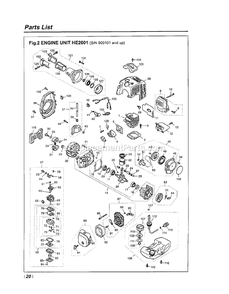 Engine Diagram and Parts List for HE2601 900101 AND UP RedMax Edger