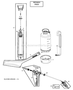 Product Complete Diagram and Parts List for HM20 2013-10 RedMax Sprayer
