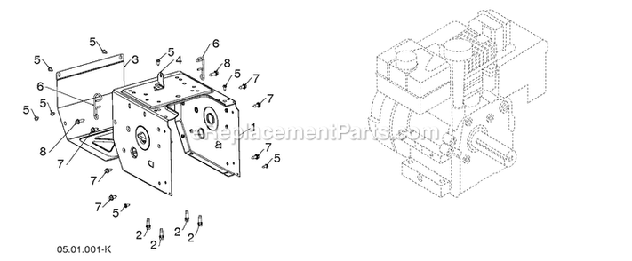 Chassis, Engine And Pulleys 4 Diagram and Parts List for DST30 (96192010801)(2019-04) RedMax Snow Blower