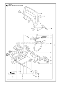 Chain Brake And Clutch Cover Diagram and Parts List for GZ5000  RedMax Chainsaw