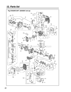 Engine Diagram and Parts List for PSZ2401 50200101 - 60600100 RedMax Pole Saw