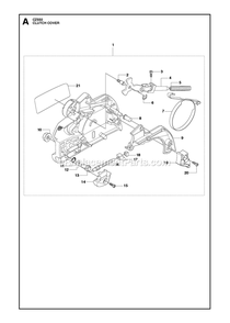 Clutch Cover Diagram and Parts List for GZ550  RedMax Chainsaw