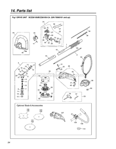 Drive Diagram and Parts List for BCZ2610SCA 70050101 AND UP RedMax Edger