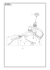 Fuel Tank Diagram and Parts List for HTZ750  RedMax Hedge Trimmer