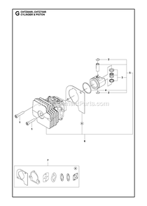Cylinder Piston Diagram and Parts List for CHTZ600R,CHTZ750R  RedMax Hedge Trimmer