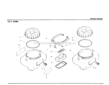 Attachments Diagram and Parts List for MD430A  RedMax Leaf Blower / Vacuum