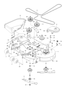 Mower Deck / Cutting Deck Diagram and Parts List for RZT54X (96767110200)(2019-12) RedMax Lawn Tractor