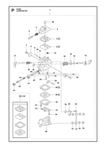 Carburetor Diagram and Parts List for GZ360  RedMax Chainsaw