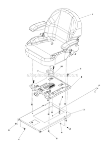 Seat Diagram and Parts List for CZT60+  RedMax Lawn Tractor