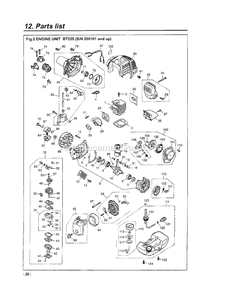 Engine Diagram and Parts List for BT225 200101 - 50099999 RedMax Edger