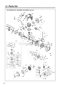 Engine Diagram and Parts List for EDG2300R 50200101 - 60000100 RedMax Auger