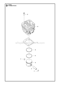 Cylinder Piston Diagram and Parts List for GZ4350  RedMax Chainsaw